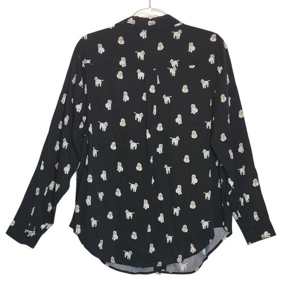 Torrid Lizzie Dog Button Up Black Shirt Long Sleeve Casual Workwear Size 00/10 - Picture 9 of 15